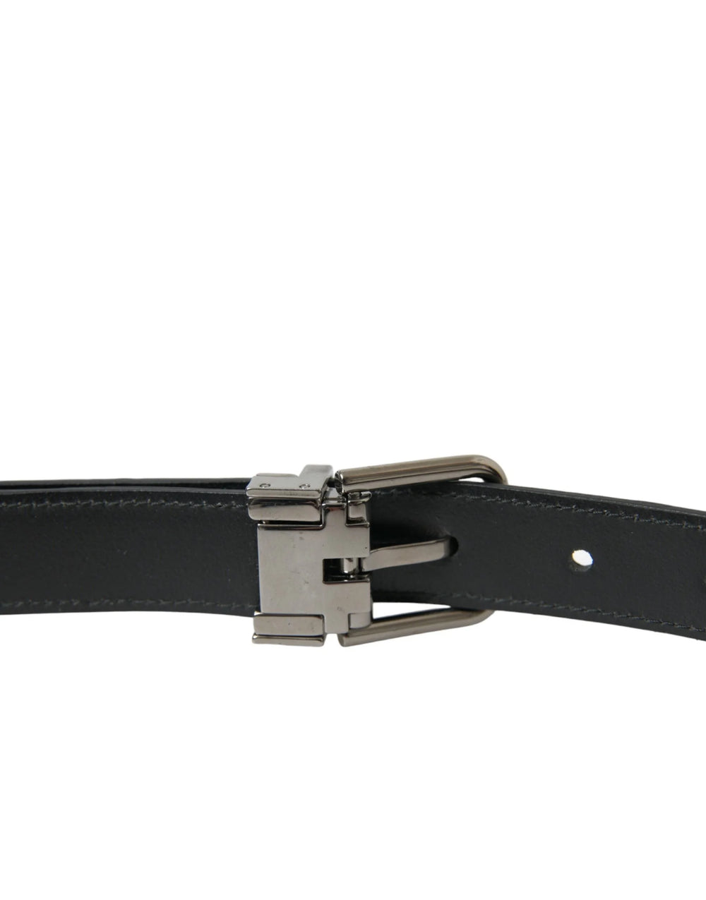 Dolce & Gabbana Black Leather Silver Metal Buckle Belt - 95 cm / 38 Inches - Belts