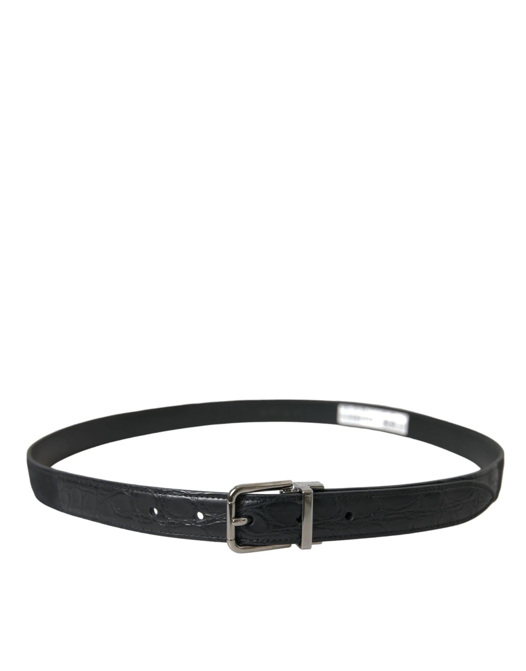 Dolce & Gabbana Black Leather Silver Metal Buckle Belt - 95 cm / 38 Inches - Belts