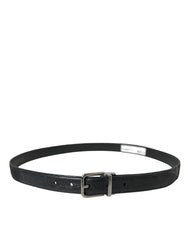Dolce & Gabbana Black Leather Silver Metal Buckle Belt - 95 cm / 38 Inches - Belts