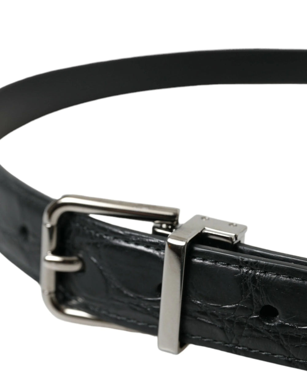 Dolce & Gabbana Black Leather Silver Metal Buckle Belt - 95 cm / 38 Inches - Belts