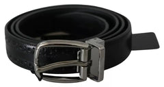 Dolce & Gabbana Black Leather Silver Metal Buckle Classic Belt - 95 cm / 38 Inches - Belts