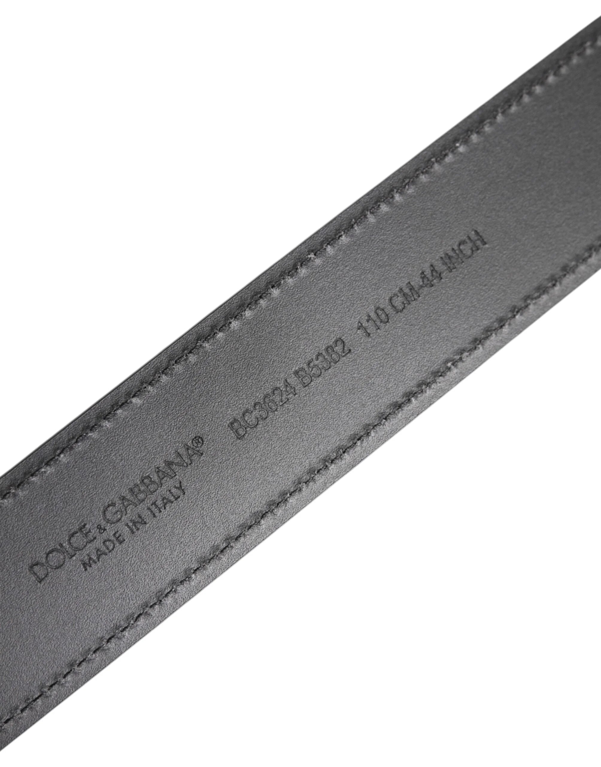 Dolce & Gabbana Black Leather Silver Metal Logo Buckle Belt - Belts