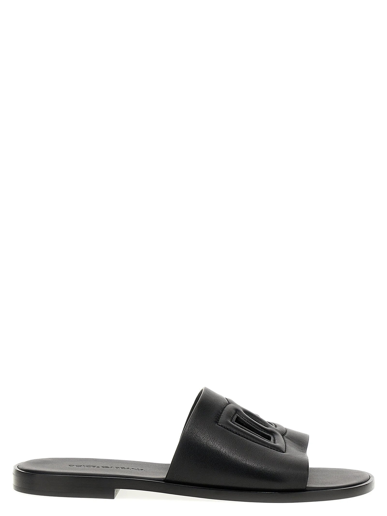 Dolce & Gabbana Black Leather Slides