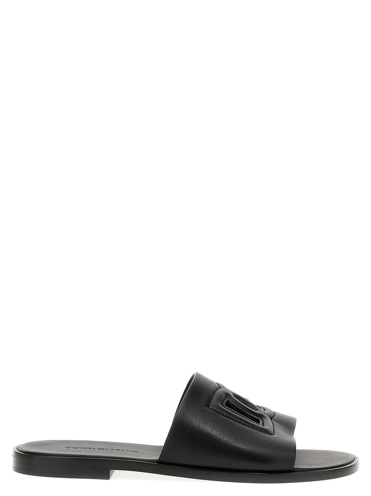 Dolce & Gabbana Black Leather Slides