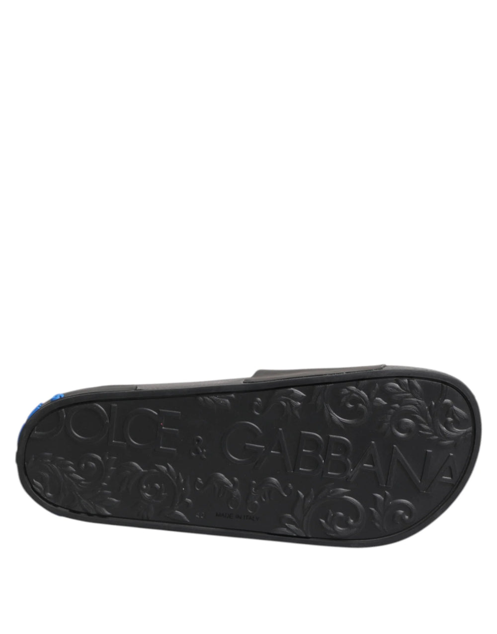 Dolce & Gabbana Black Leather Slides Flats Beachwear Shoes - EU40/US7 - Sandals