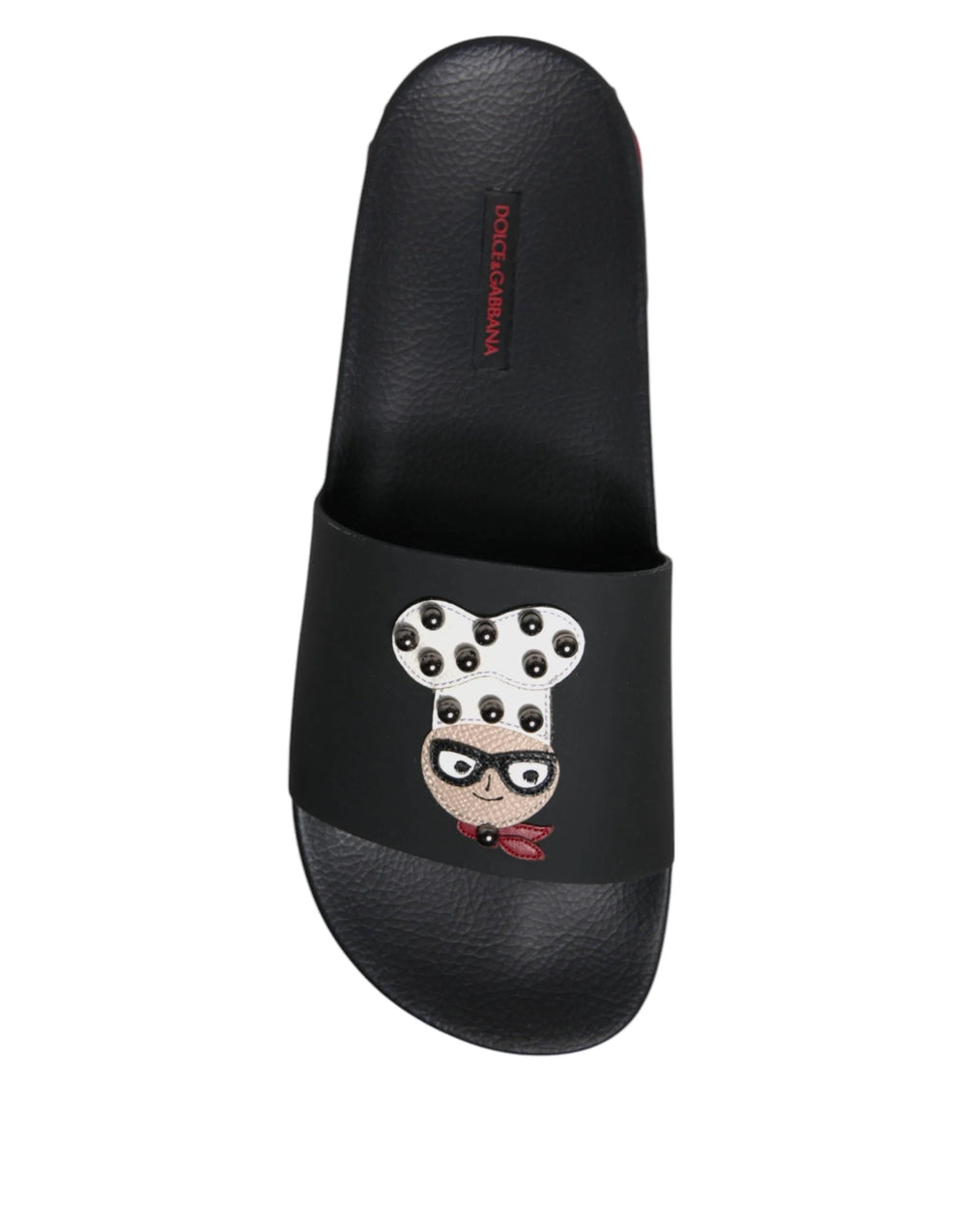 Dolce & Gabbana Black Leather Slides Sandals Beachwear Shoes - Sandals