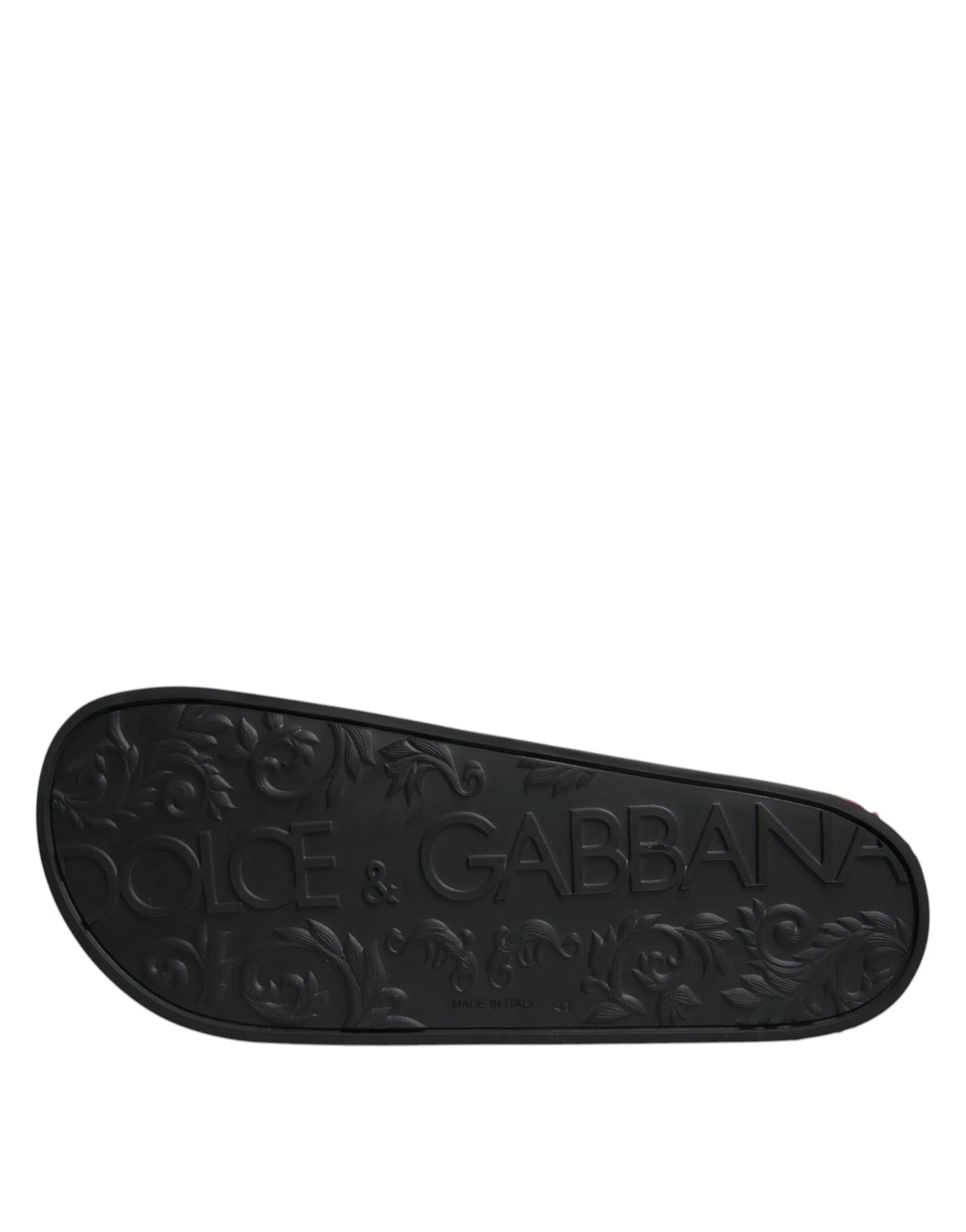 Dolce & Gabbana Black Leather Slides Sandals Beachwear Shoes - Sandals
