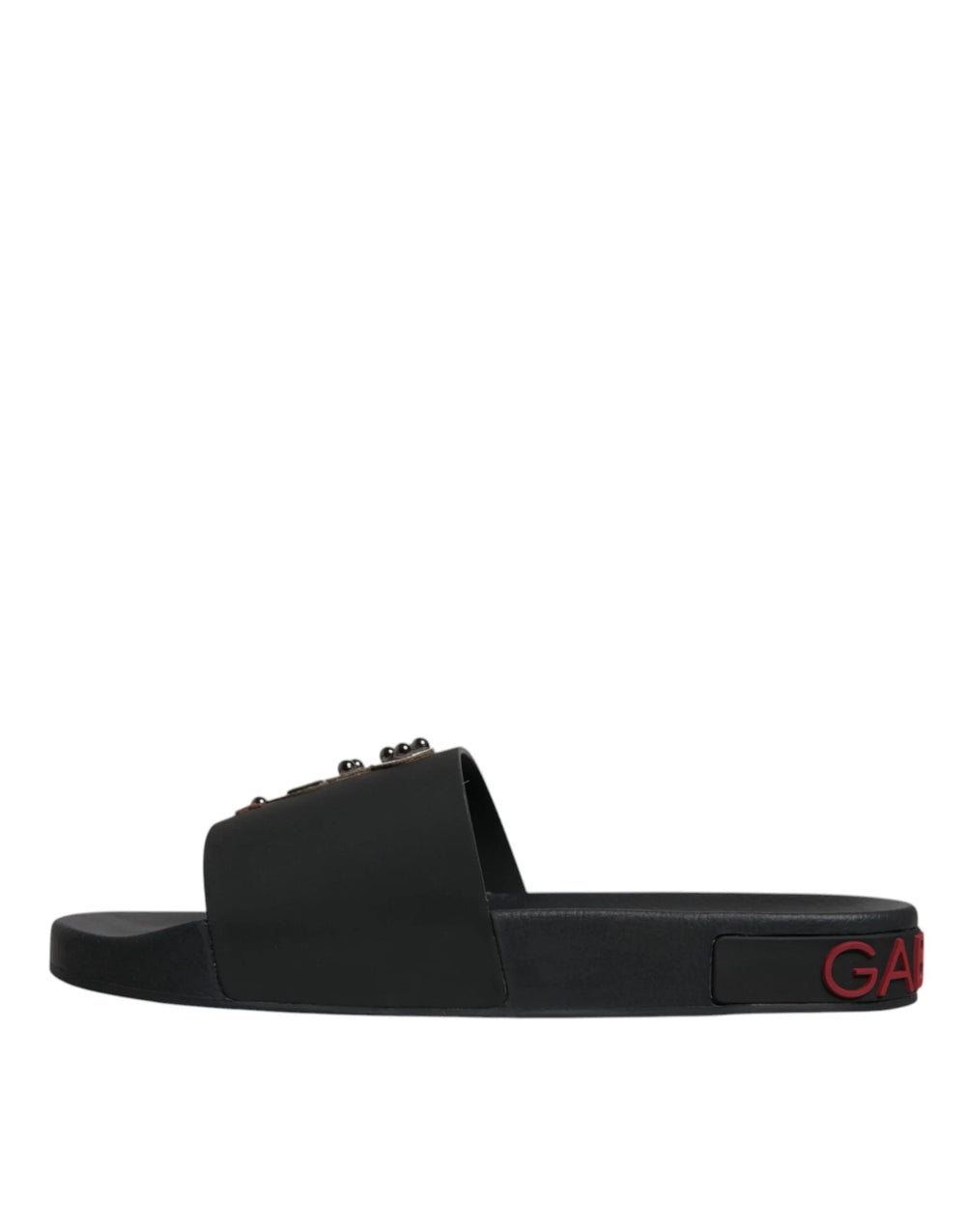 Dolce & Gabbana Black Leather Slides Sandals Beachwear Shoes - Sandals