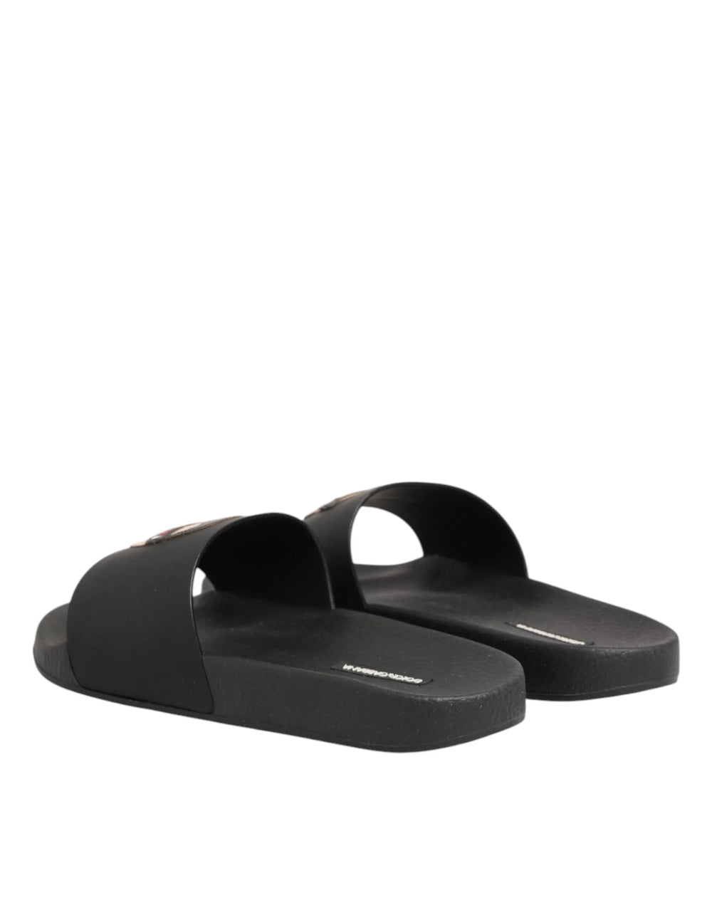 Dolce & Gabbana Black Leather Slides Sandals Beachwear Shoes - EU41/US8