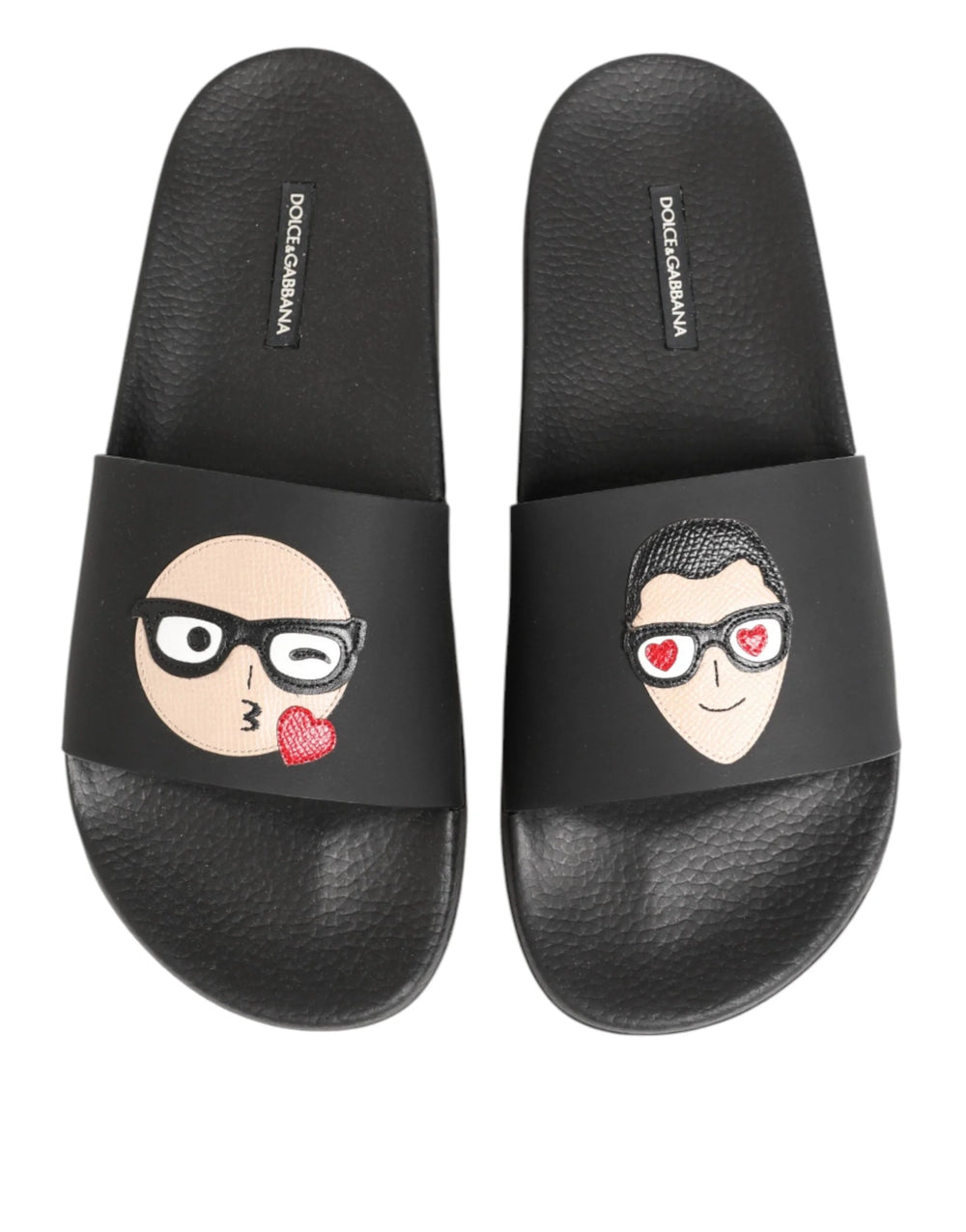 Dolce & Gabbana Black Leather Slides Sandals Beachwear Shoes - EU41/US8