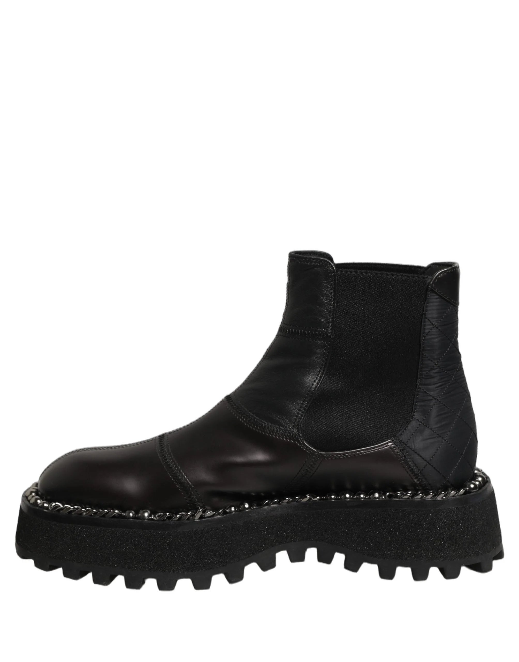 Dolce & Gabbana Black Leather Slip On Chelsea Boots Shoes - EU39/US6