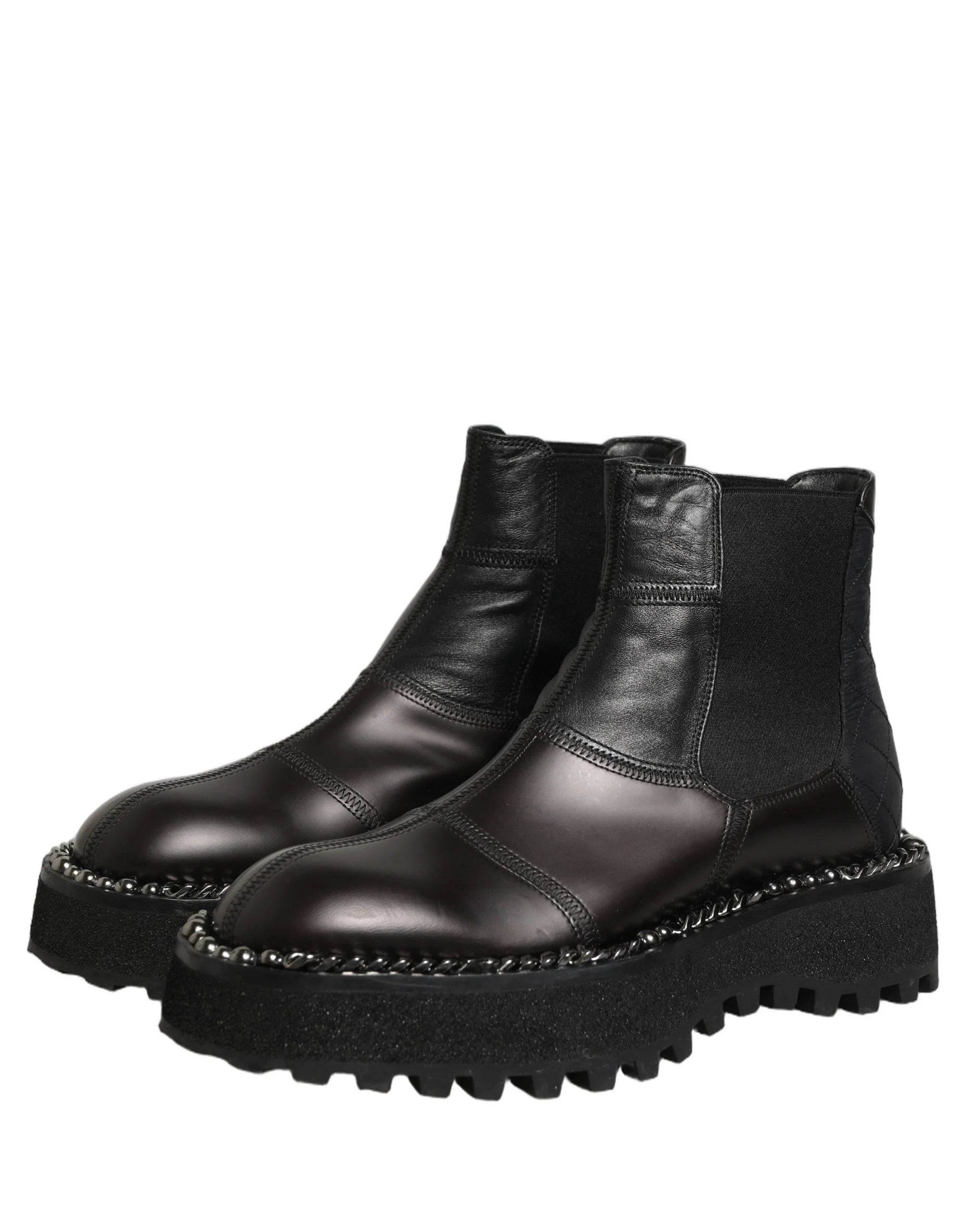Dolce & Gabbana Black Leather Slip On Chelsea Boots Shoes - EU39/US6