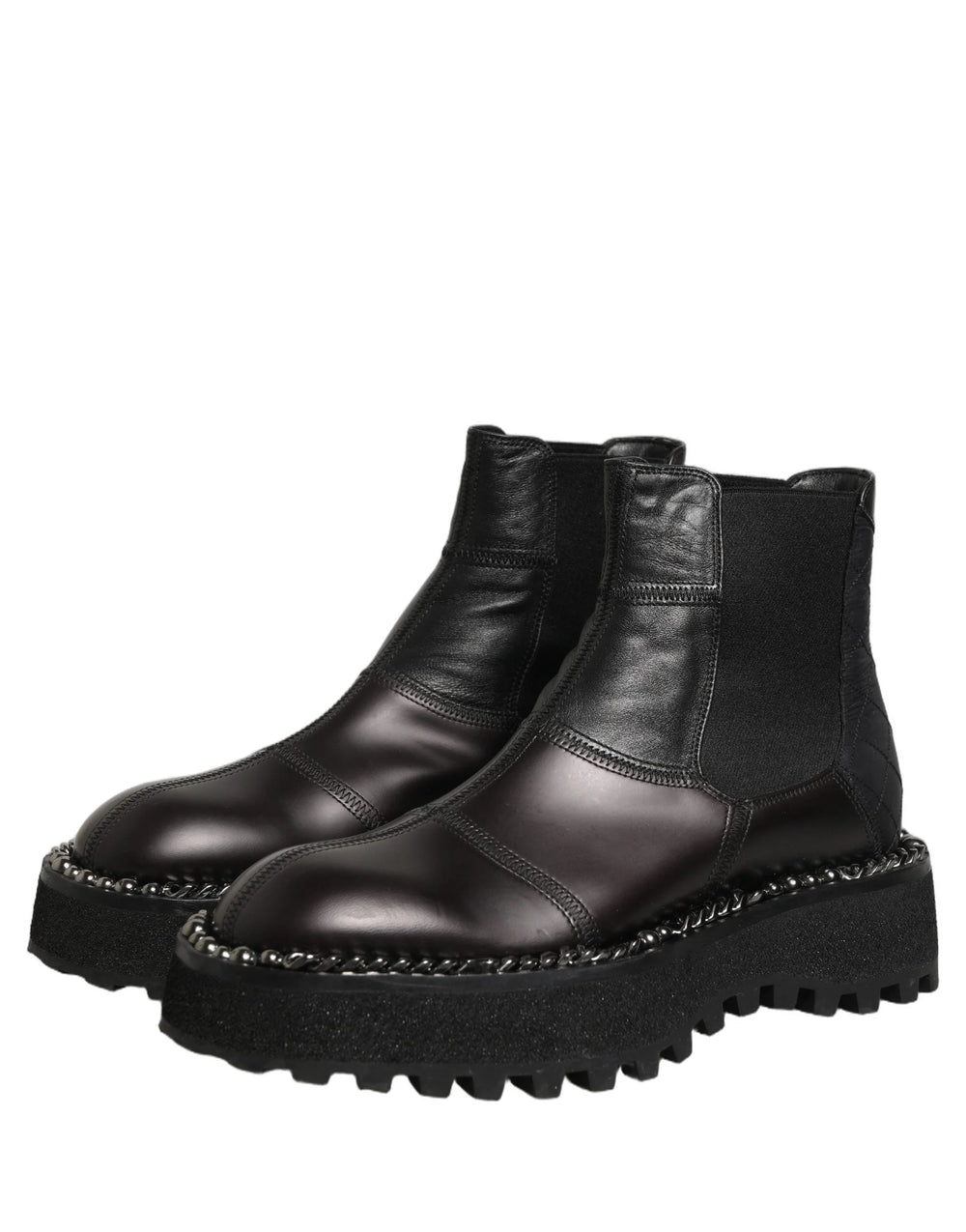 Dolce & Gabbana Black Leather Slip On Chelsea Boots Shoes - EU39/US6