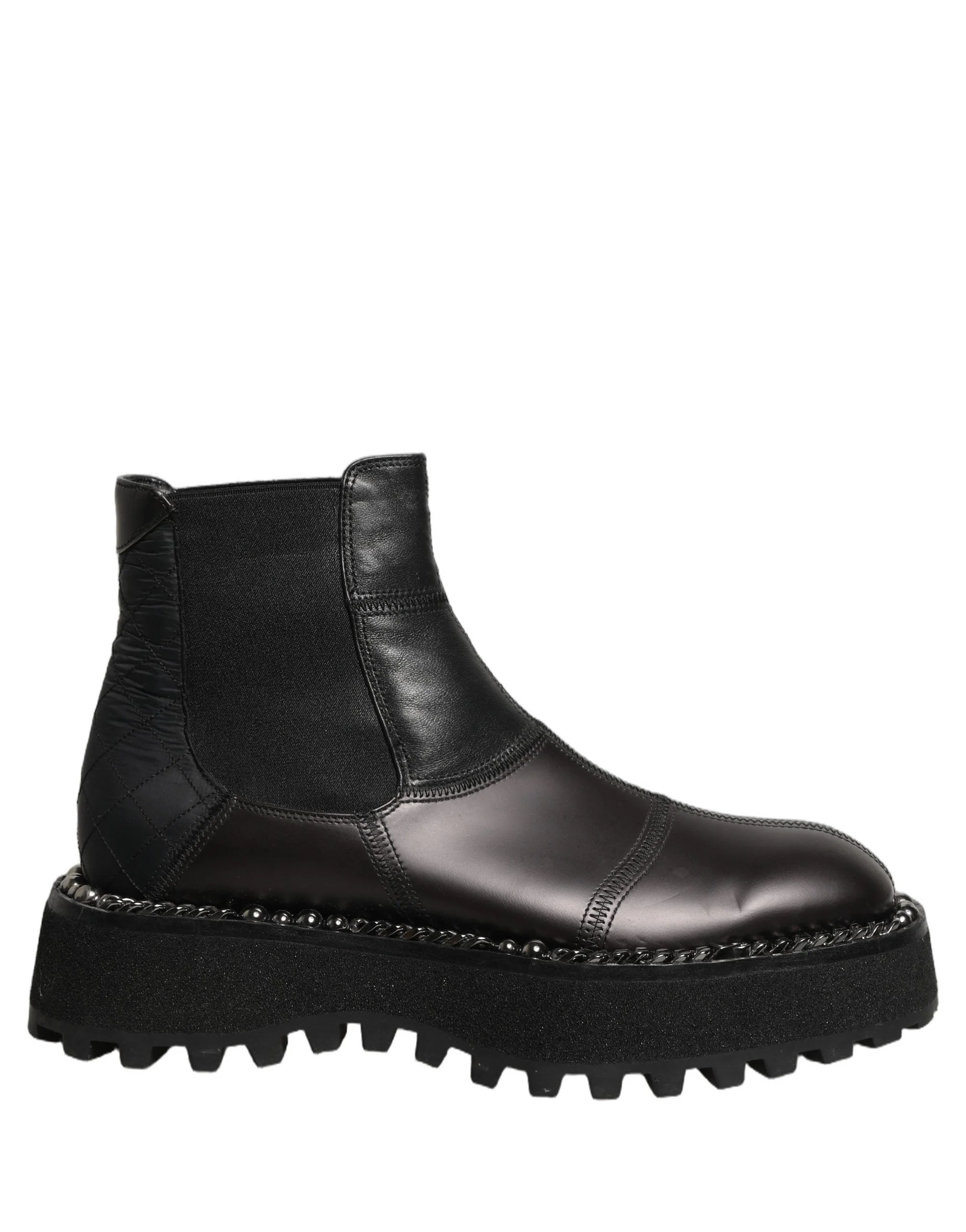 Dolce & Gabbana Black Leather Slip On Chelsea Boots Shoes - EU39/US6