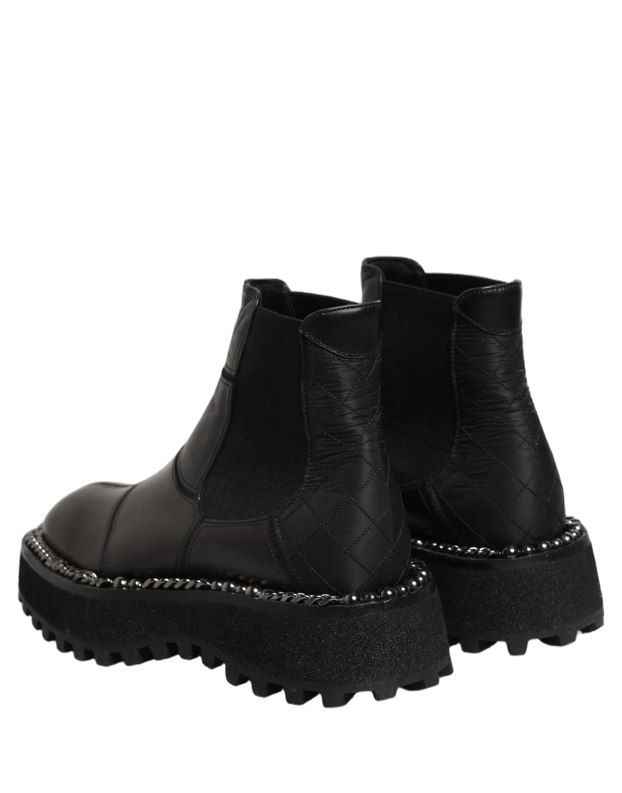 Dolce & Gabbana Black Leather Slip On Chelsea Boots Shoes - EU39/US6