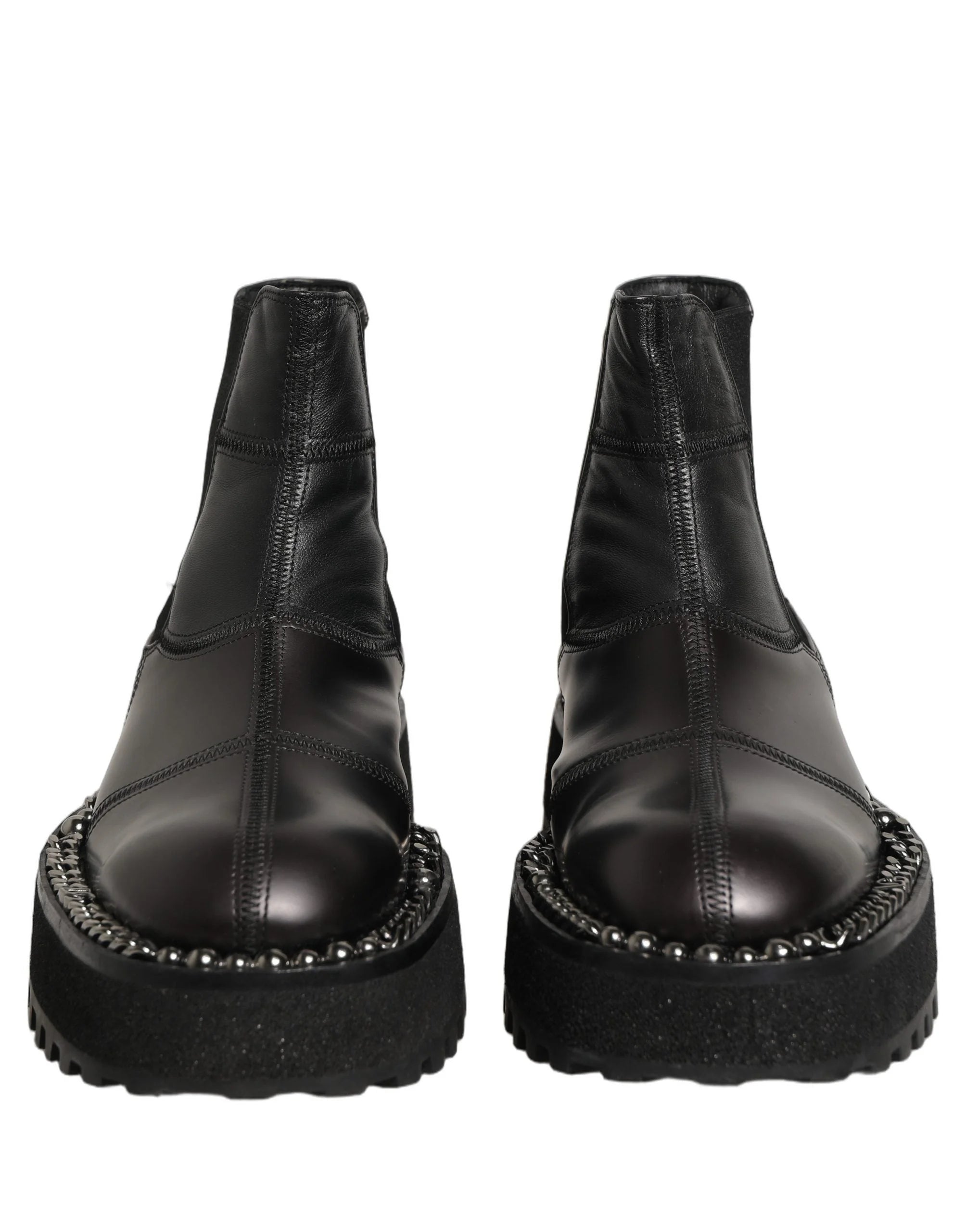 Dolce & Gabbana Black Leather Slip On Chelsea Boots Shoes - EU39/US6