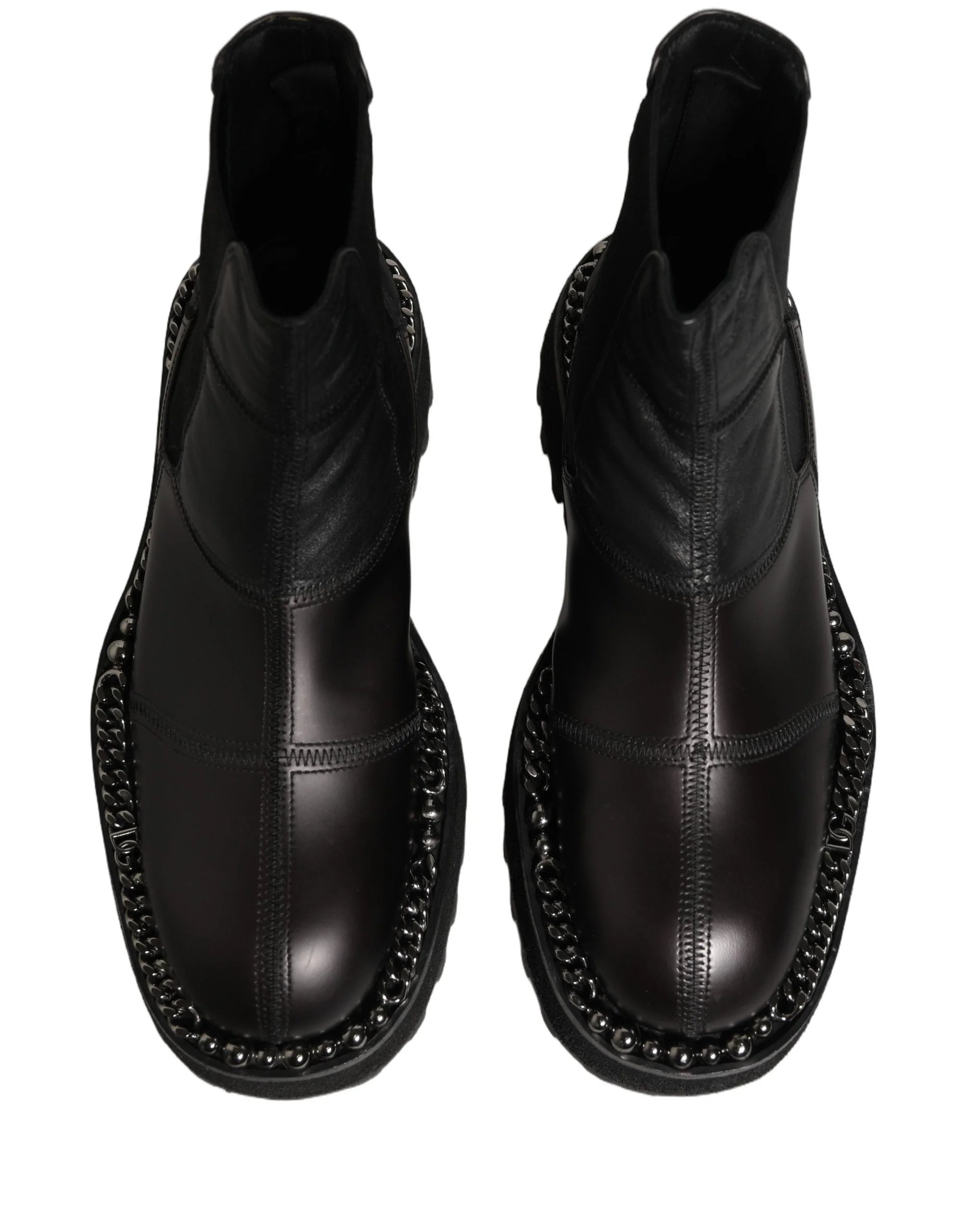 Dolce & Gabbana Black Leather Slip On Chelsea Boots Shoes - EU39/US6