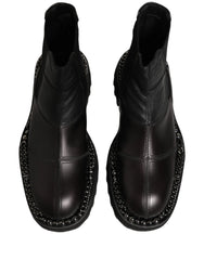 Dolce & Gabbana Black Leather Slip On Chelsea Boots Shoes - EU39/US6