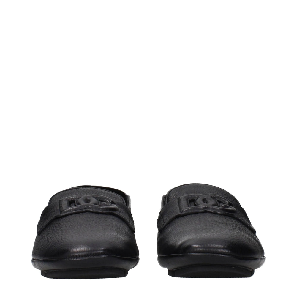 Dolce & Gabbana Black Leather Slip-On Loafers