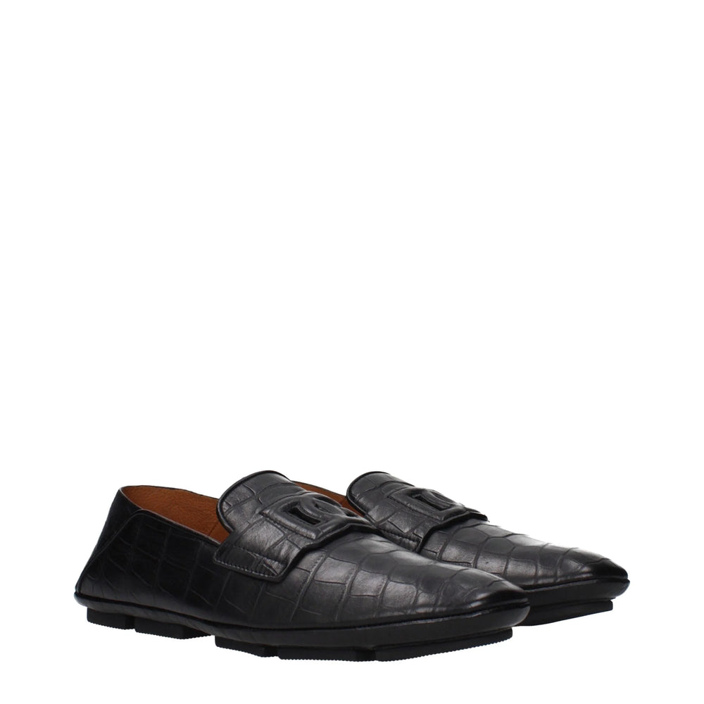 Zapatillas mocasines de cuero negro Dolce & Gabbana para hombre