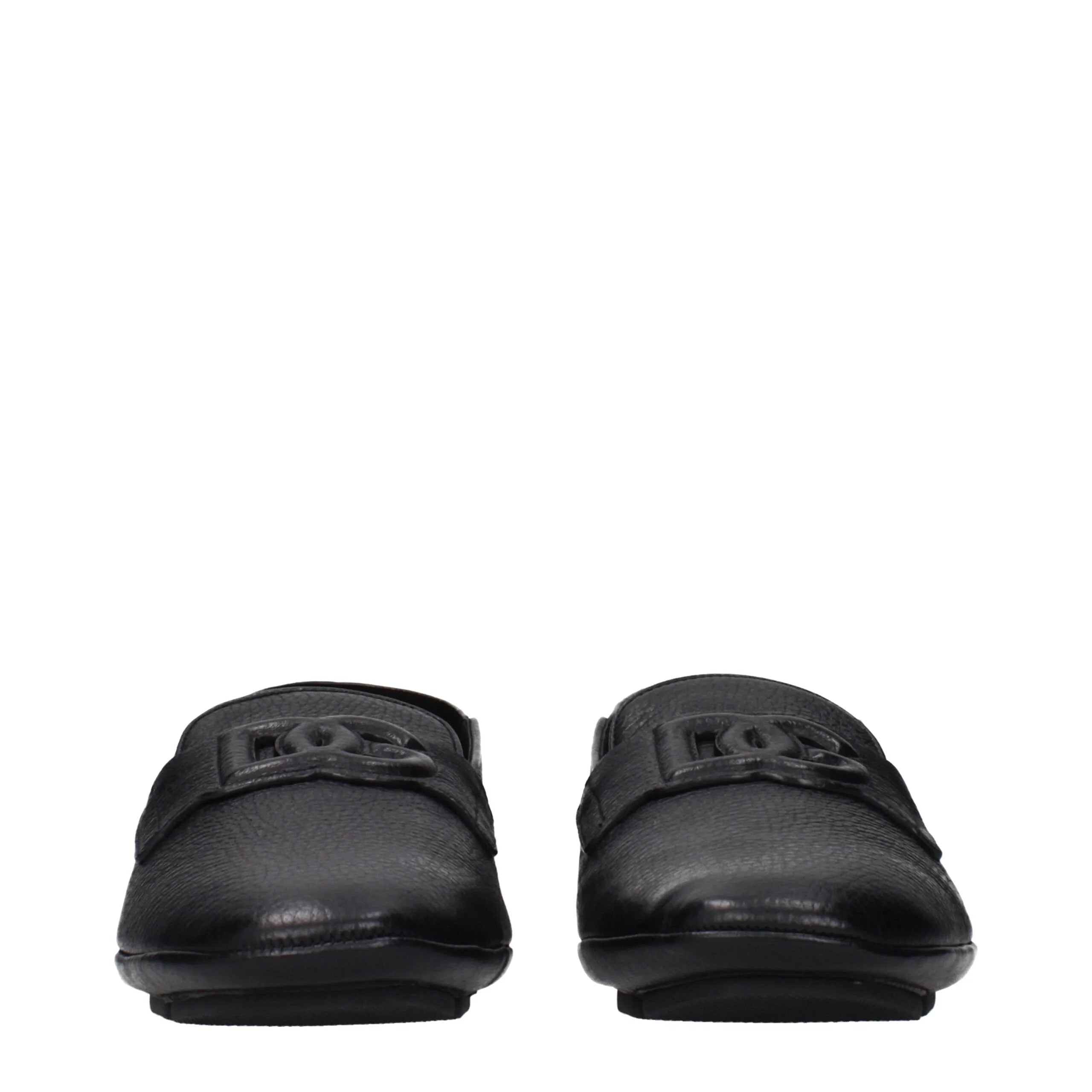 Dolce & Gabbana Black Leather Slip-On Loafers