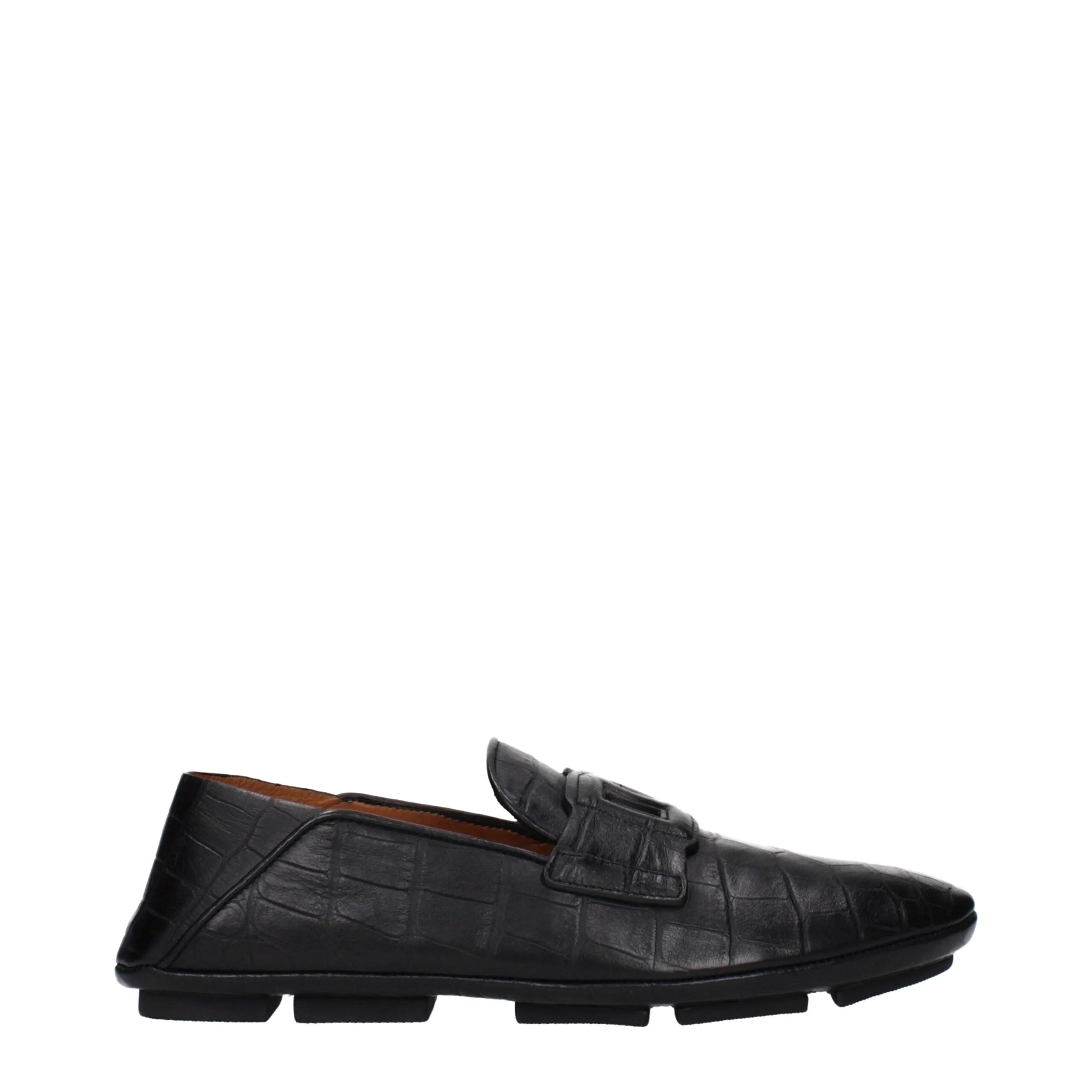 Zapatillas mocasines de cuero negro Dolce & Gabbana para hombre