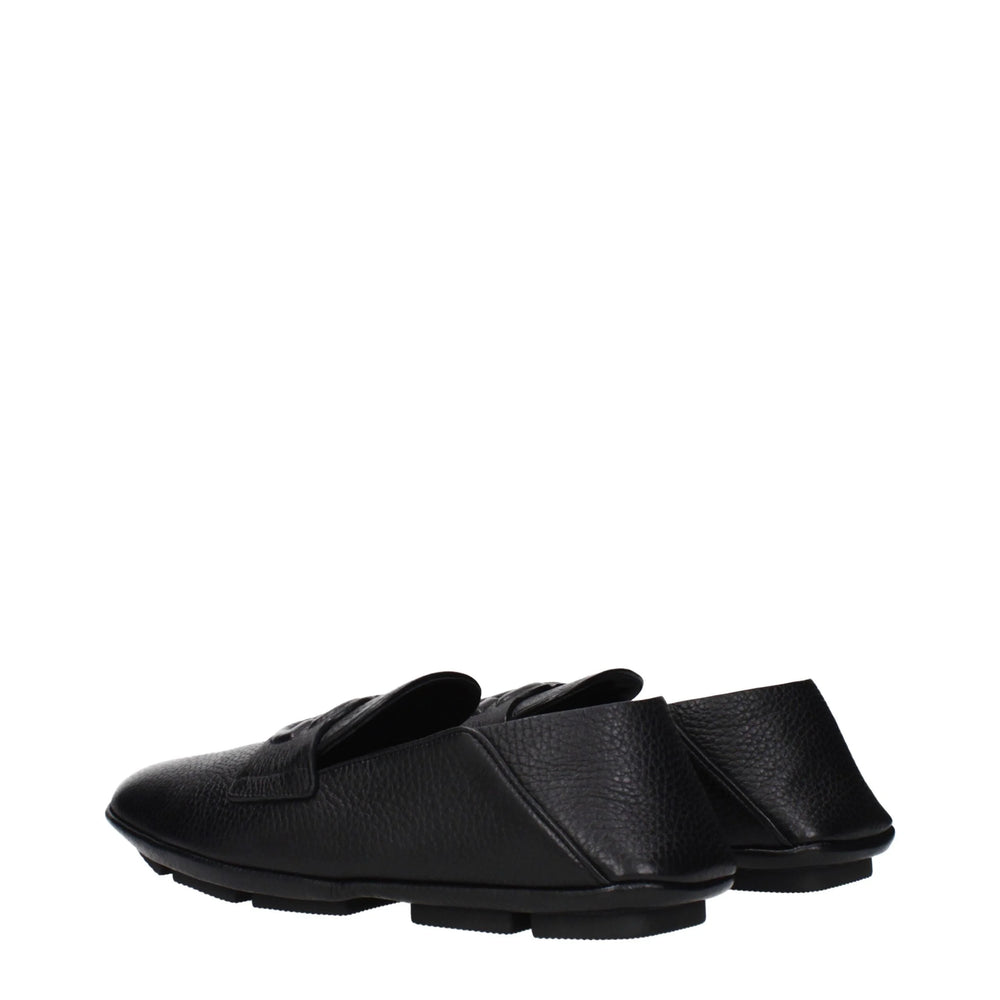 Dolce & Gabbana Black Leather Slip-On Loafers