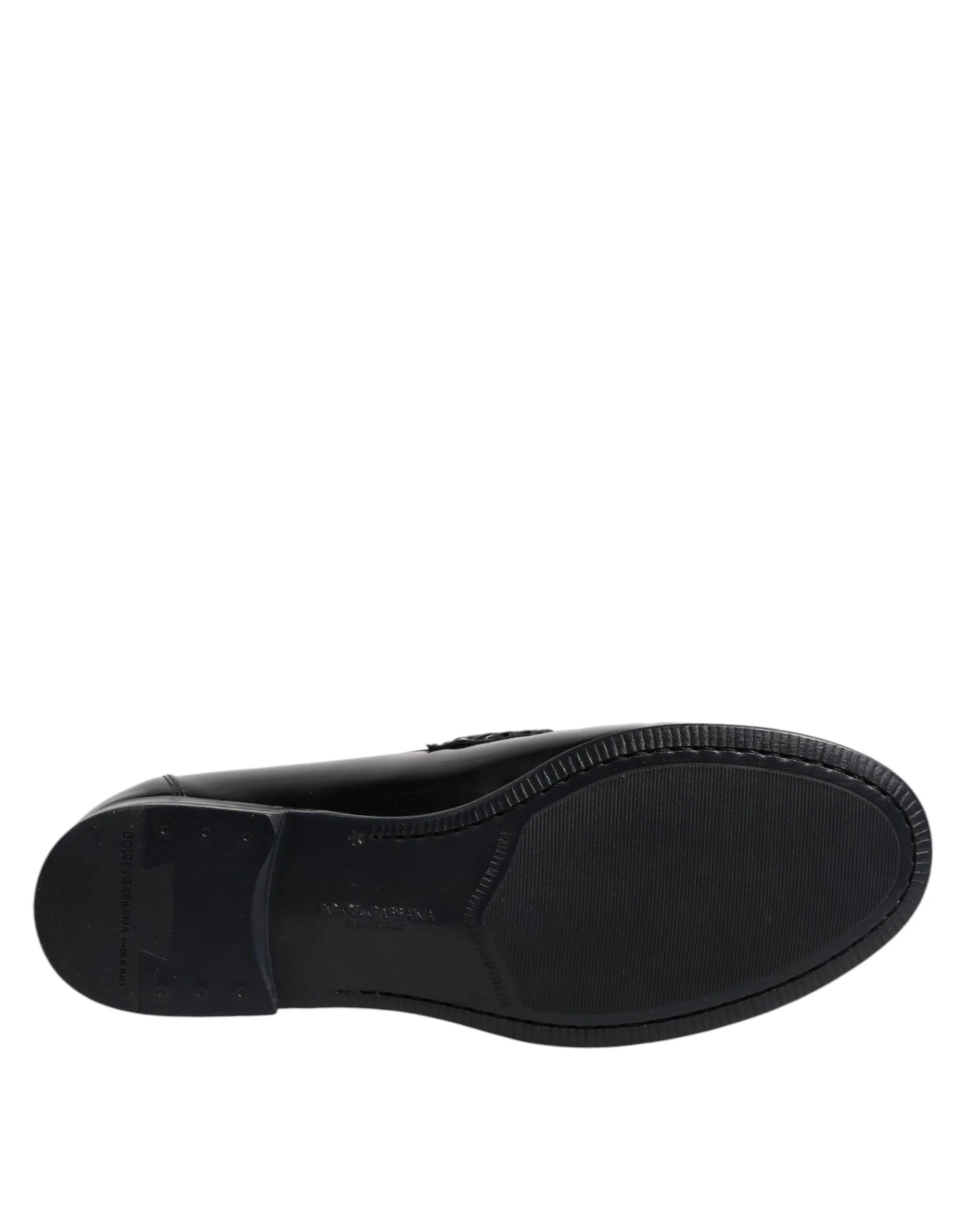 Dolce & Gabbana Black Leather Slip On Loafers Dress Shoes - EU41.5/US8.5 - Flats