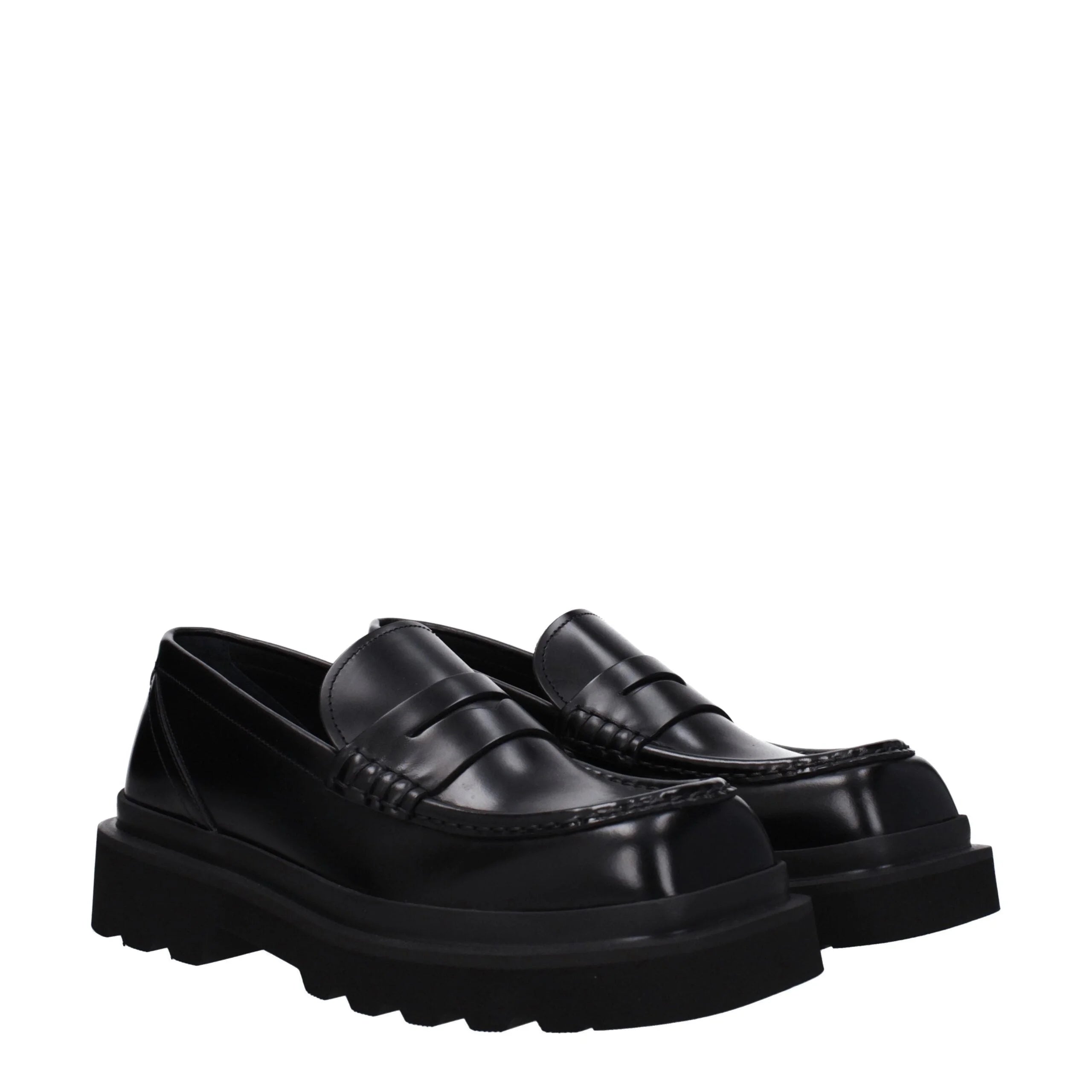 Dolce & Gabbana Black Leather Slip-On Loafers - EU39.5/US6.5