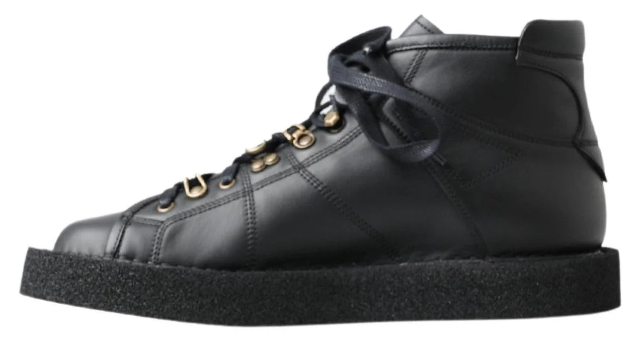 Dolce & Gabbana Black Leather Slip on Stretch Boots - EU40/US7