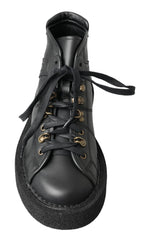 Dolce & Gabbana Black Leather Slip on Stretch Boots - EU40/US7