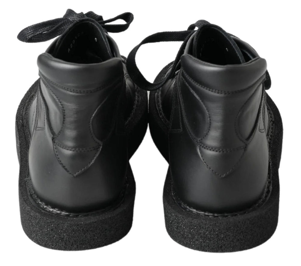 Dolce & Gabbana Black Leather Slip on Stretch Boots - EU40/US7