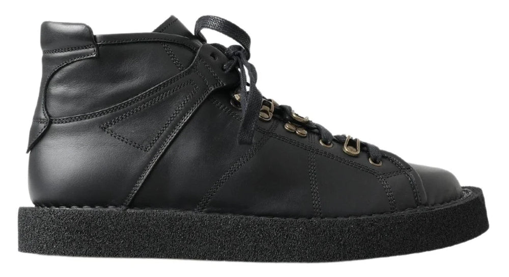 Dolce & Gabbana Black Leather Slip on Stretch Boots - EU40/US7