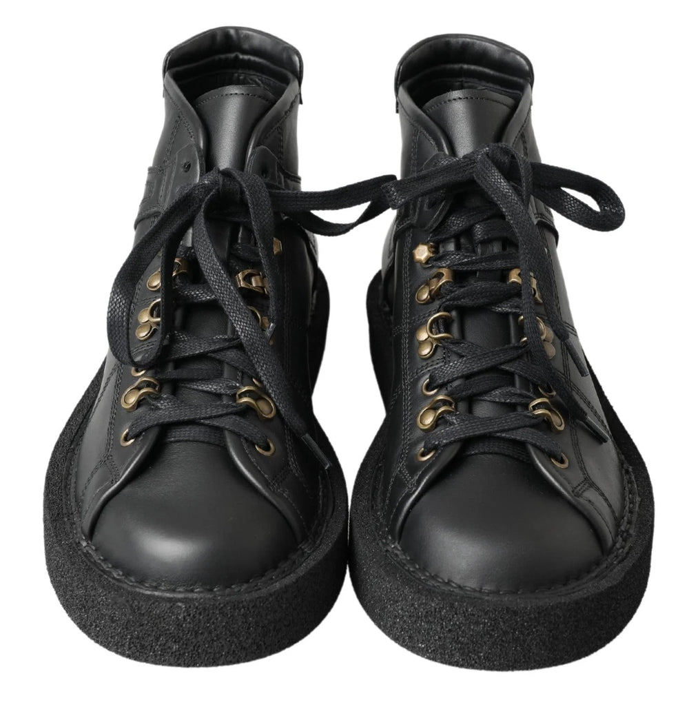 Dolce & Gabbana Black Leather Slip on Stretch Boots - EU40/US7