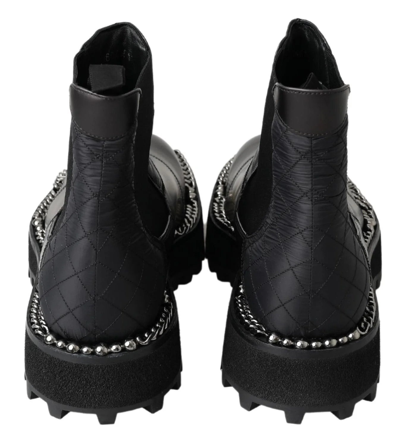 Dolce & Gabbana Black Leather Slip on Stretch Boots - EU45/US12