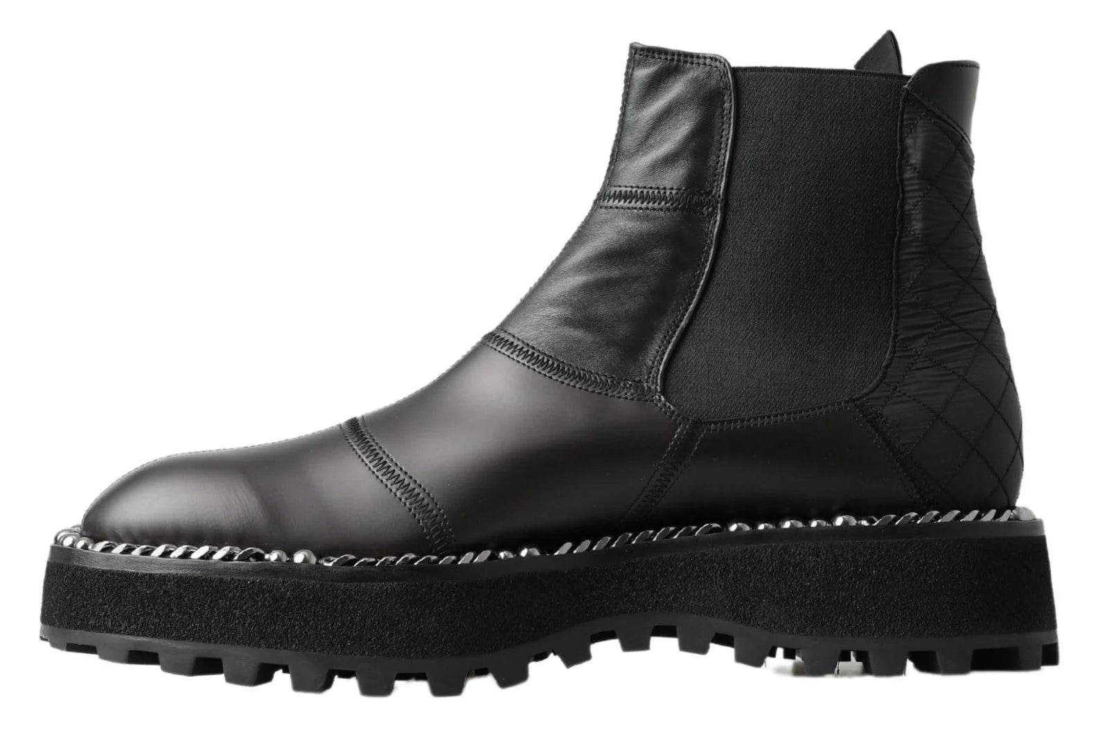 Dolce & Gabbana Black Leather Slip on Stretch Boots - EU45/US12