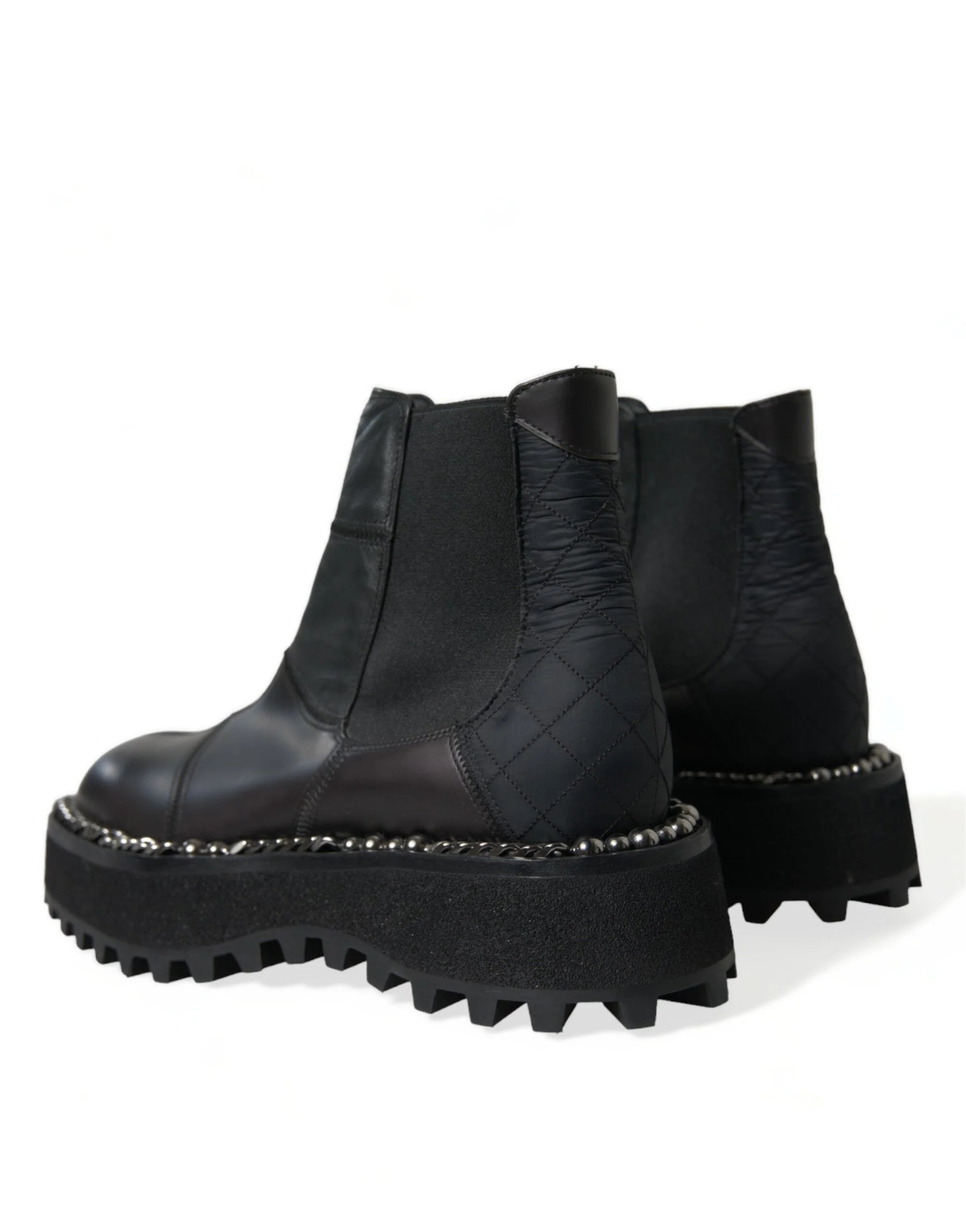 Dolce & Gabbana Black Leather Slip On Stretch Chelsea Boots Shoes - EU39/US6