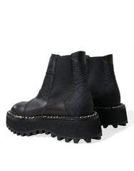 Dolce & Gabbana Black Leather Slip On Stretch Chelsea Boots Shoes - EU39/US6
