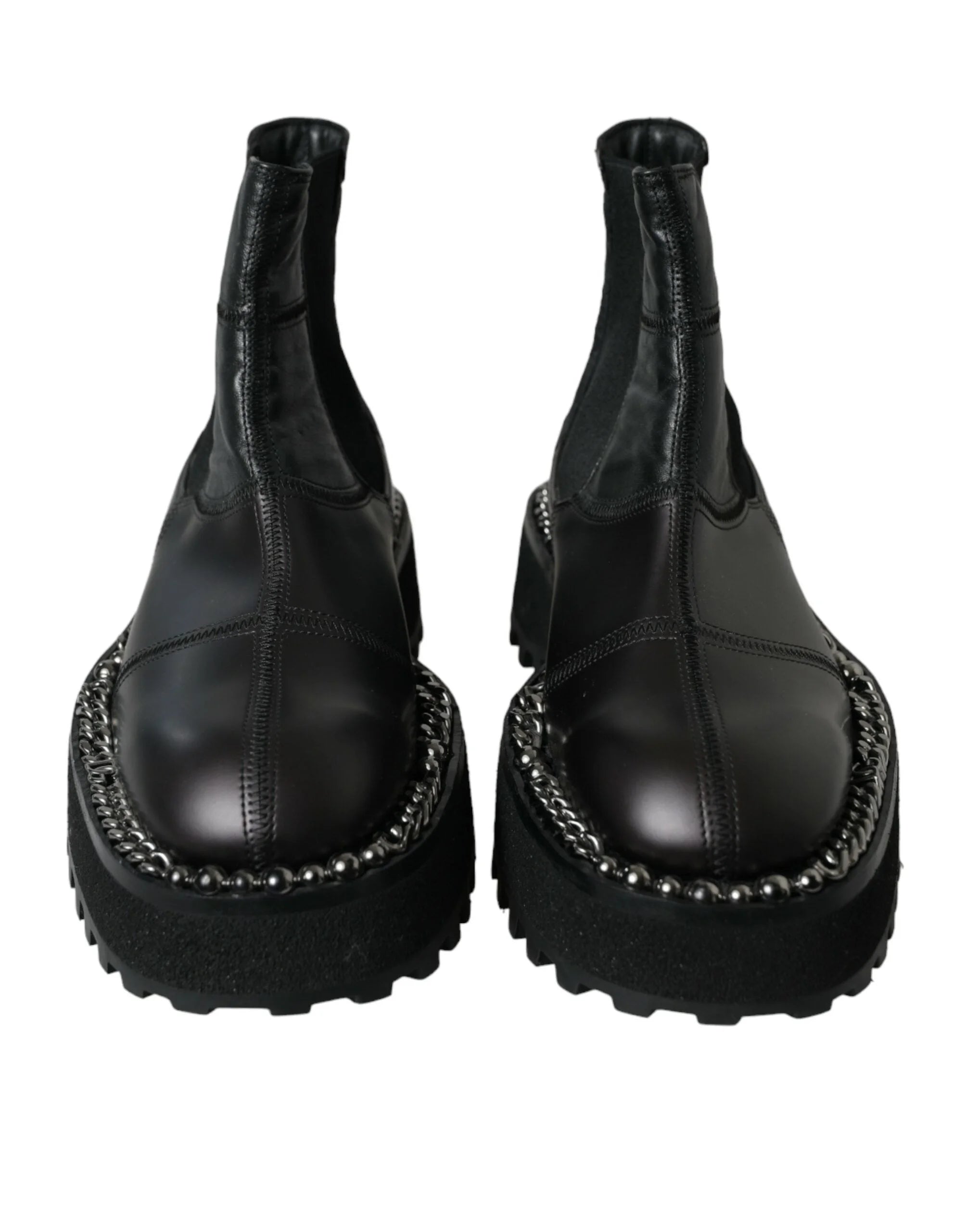 Dolce & Gabbana Black Leather Slip On Stretch Chelsea Boots Shoes - EU39/US6
