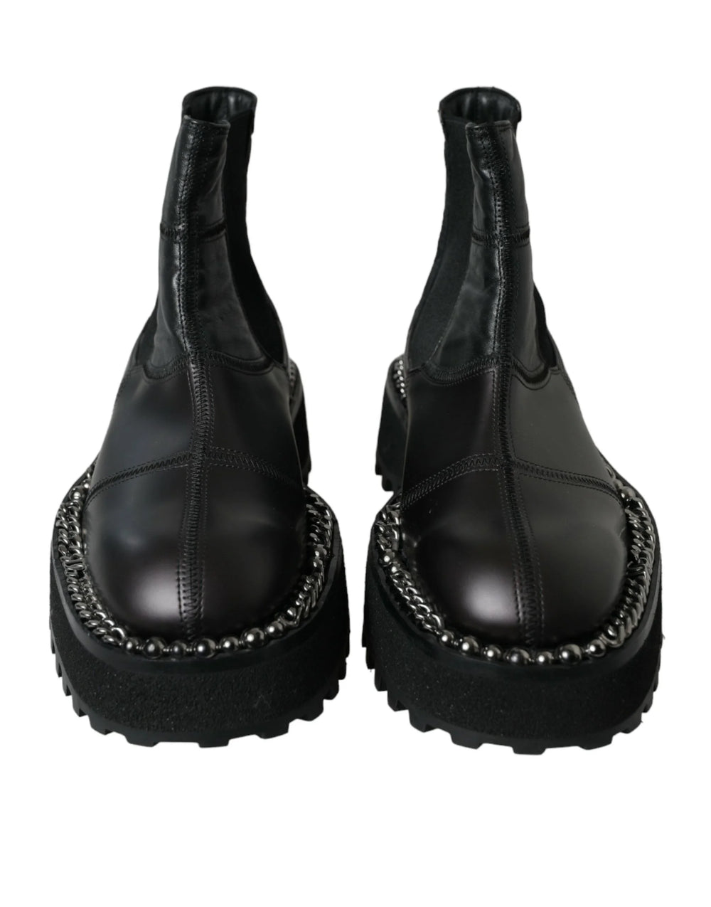 Dolce & Gabbana Black Leather Slip On Stretch Chelsea Boots Shoes - EU39/US6