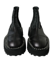 Dolce & Gabbana Black Leather Slip On Stretch Chelsea Boots Shoes - EU39/US6