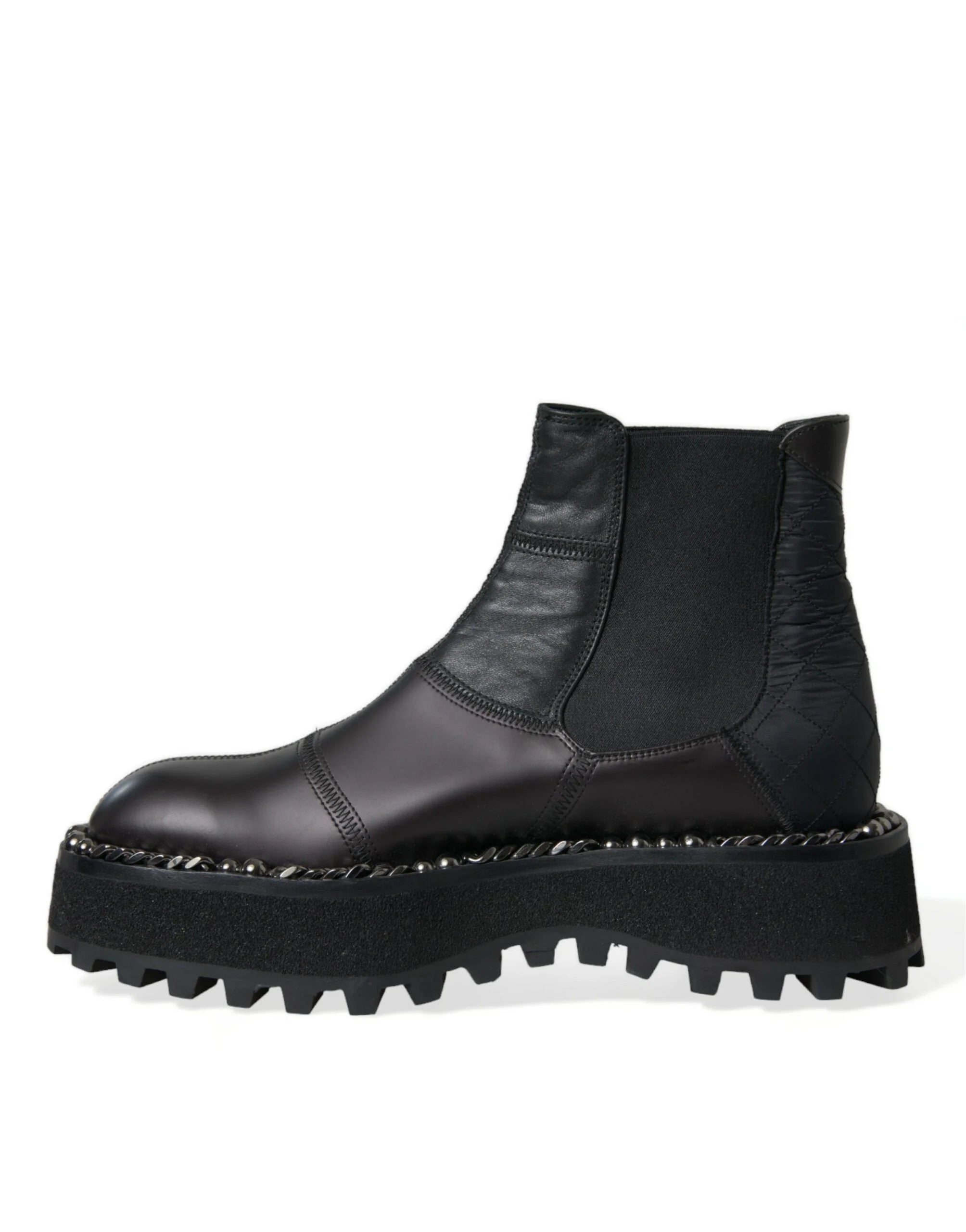 Dolce & Gabbana Black Leather Slip On Stretch Chelsea Boots Shoes - EU39/US6