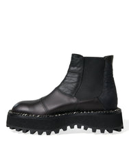 Dolce & Gabbana Black Leather Slip On Stretch Chelsea Boots Shoes - EU39/US6