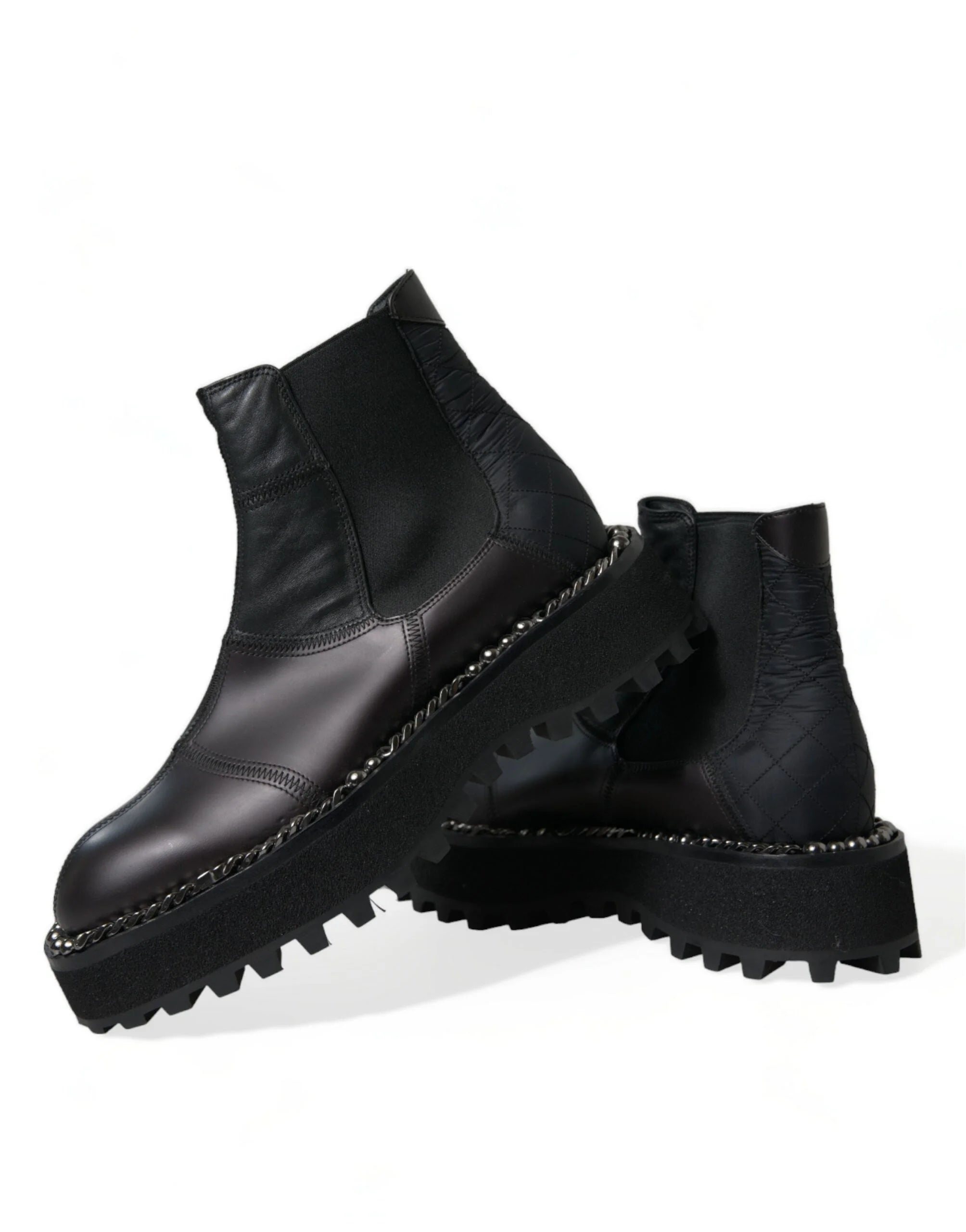 Dolce & Gabbana Black Leather Slip On Stretch Chelsea Boots Shoes - EU39/US6