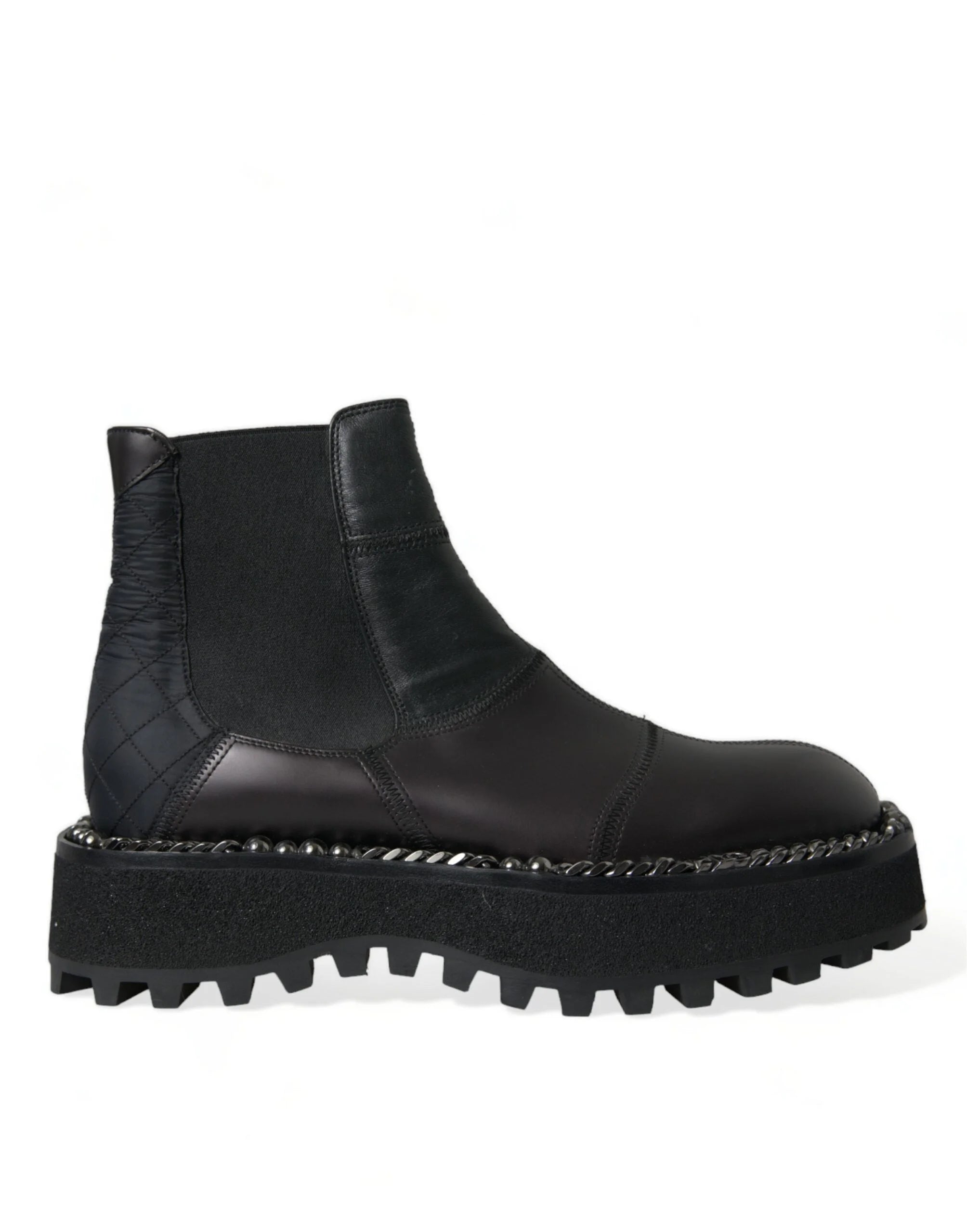 Dolce & Gabbana Black Leather Slip On Stretch Chelsea Boots Shoes - EU39/US6