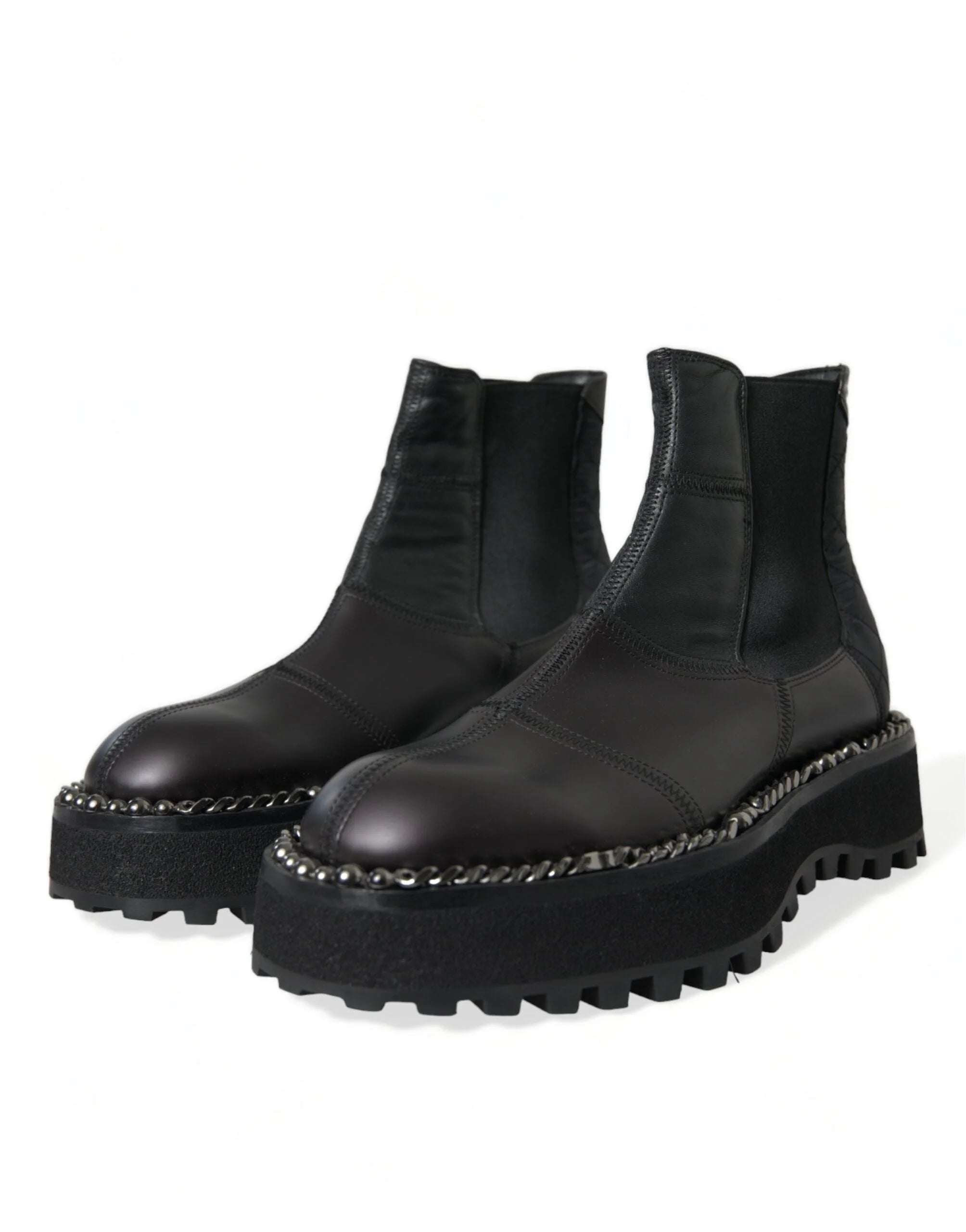 Dolce & Gabbana Black Leather Slip On Stretch Chelsea Boots Shoes - EU39/US6