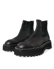 Dolce & Gabbana Black Leather Slip On Stretch Chelsea Boots Shoes - EU39/US6