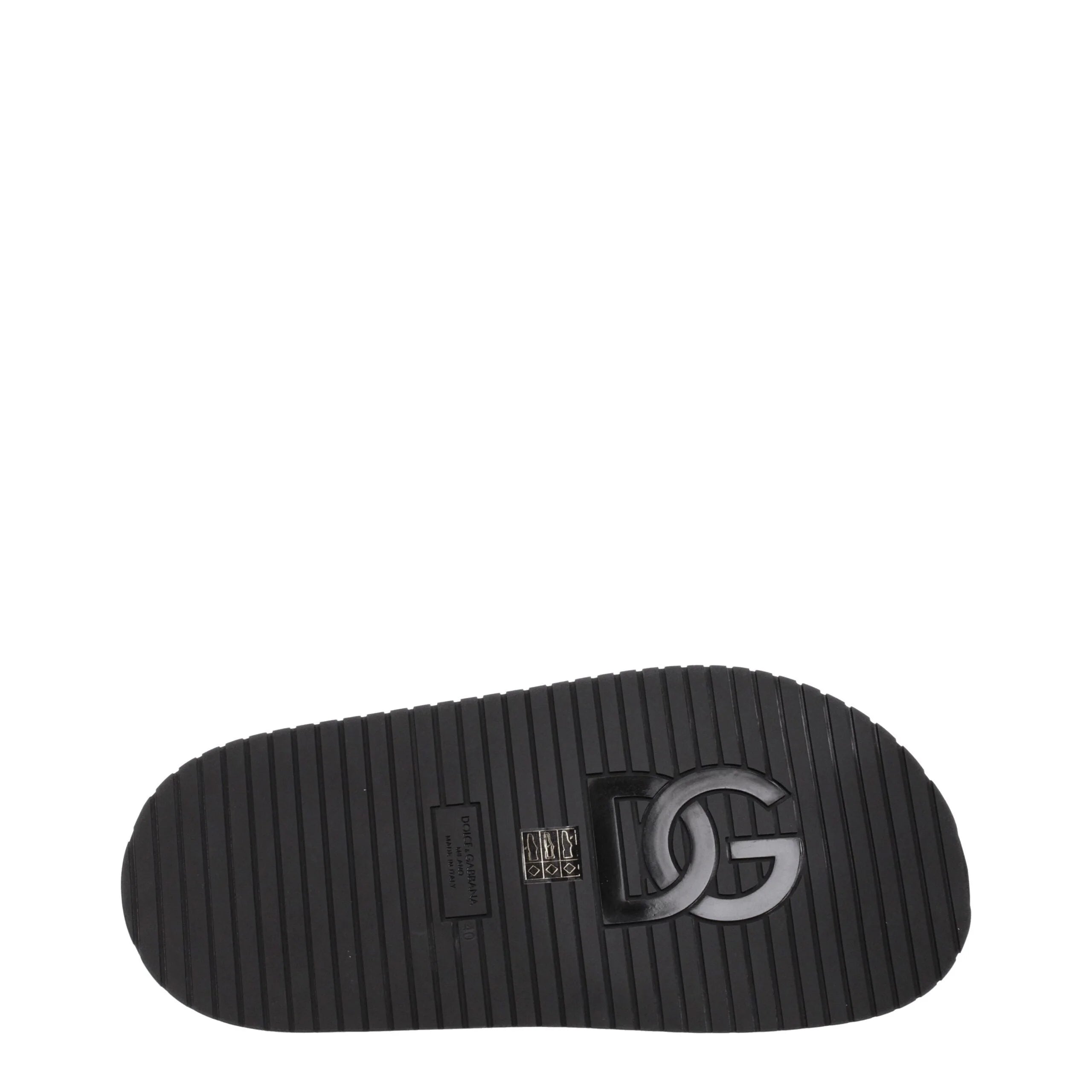 Dolce & Gabbana Black Leather Slippers Sandals