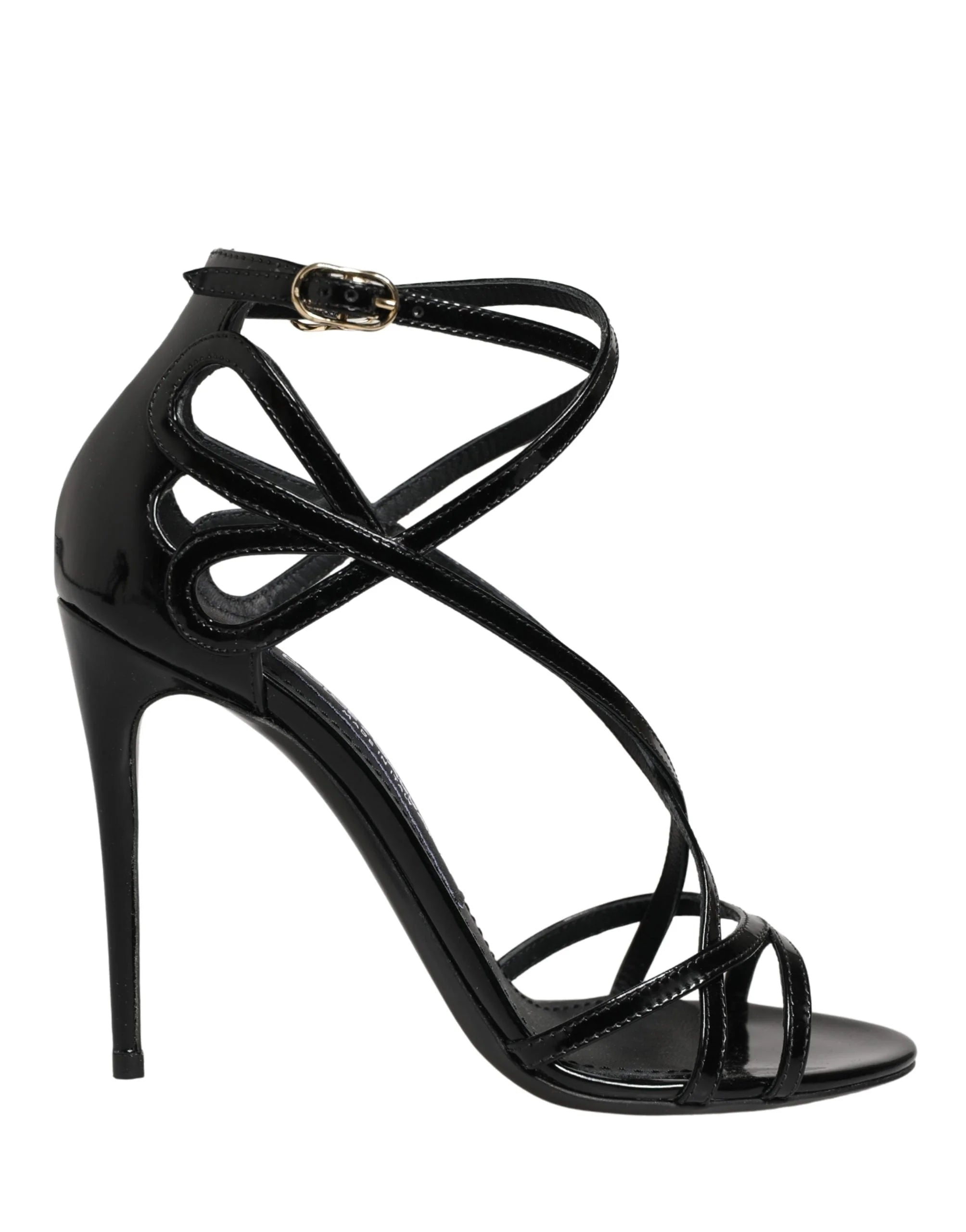 Dolce & Gabbana Black Leather Stiletto Heel Sandals Shoes - EU35/US4.5