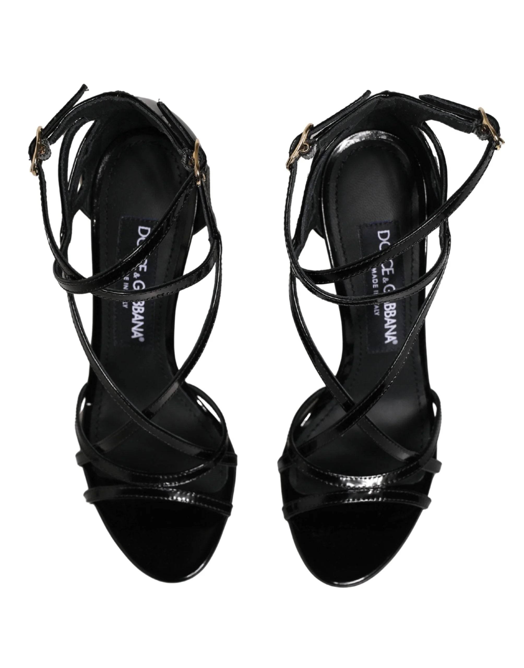 Dolce & Gabbana Black Leather Stiletto Heel Sandals Shoes - EU35/US4.5